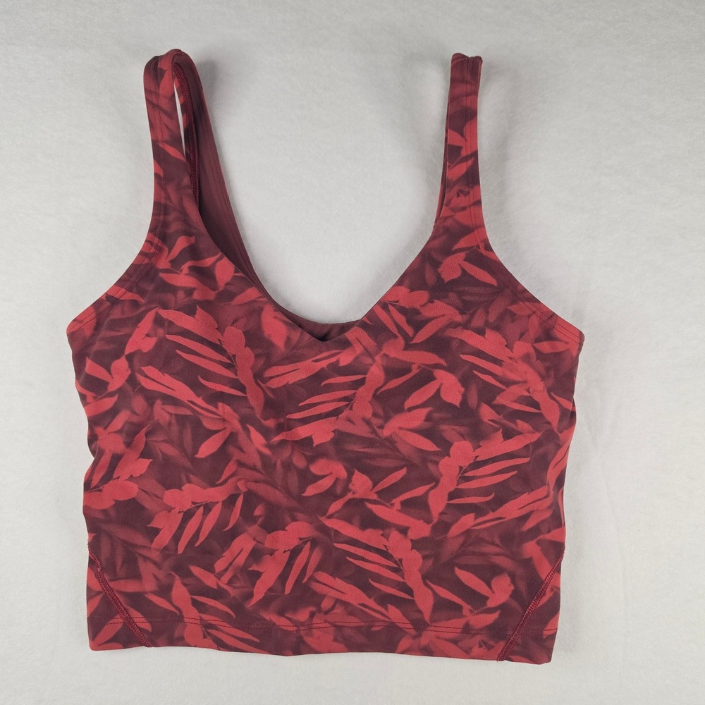 Lululemon Align Tank Top Size 4 Spray Leaf Fireside‎ Red Multi Cropped